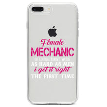 DistinctInk® Clear Shockproof Hybrid Case for Apple iPhone / Samsung Galaxy / Google Pixel - Female Mechanic Get It Right the First Time
