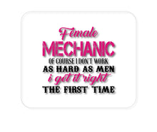 DistinctInk Custom Foam Rubber Mouse Pad - 1/4" Thick - Female Mechanic Get It Right the First Time