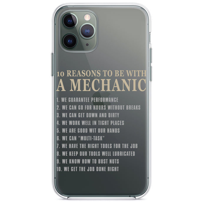DistinctInk® Clear Shockproof Hybrid Case for Apple iPhone / Samsung Galaxy / Google Pixel - 10 Reasons to Be With a Mechanic