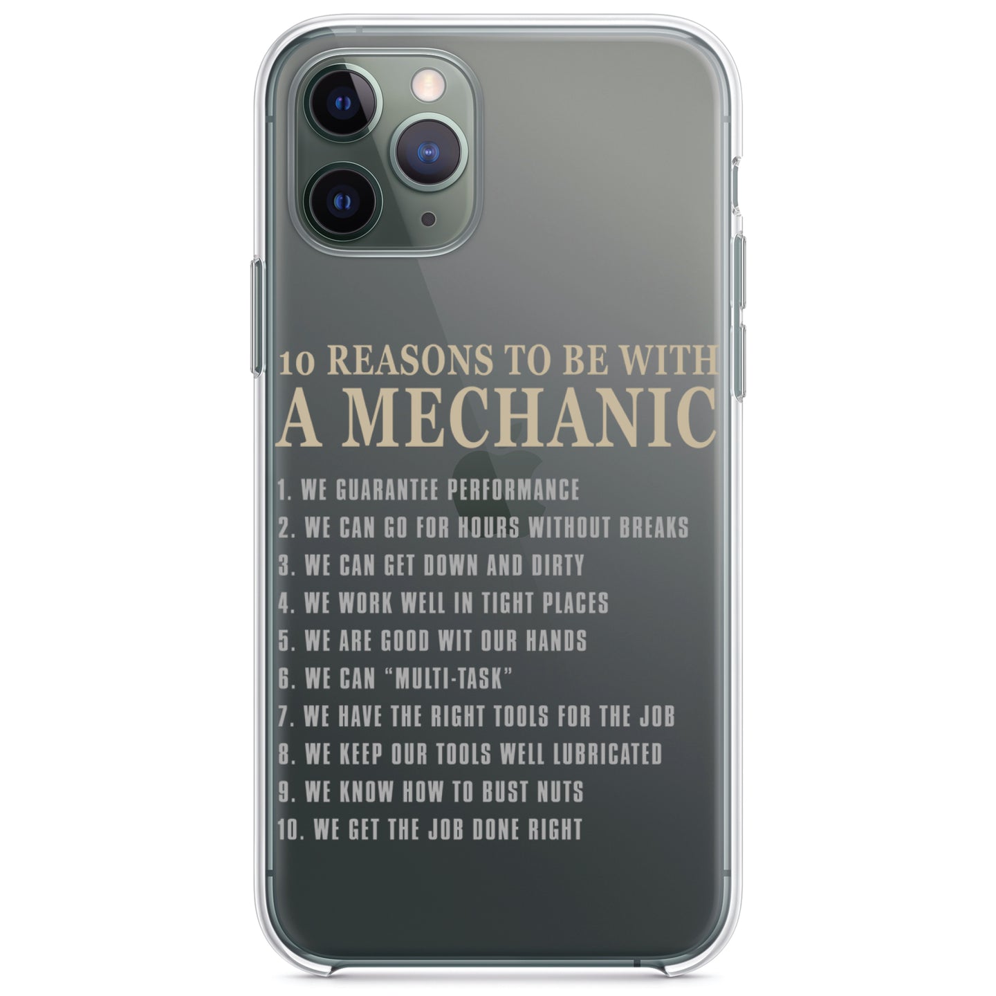 DistinctInk® Clear Shockproof Hybrid Case for Apple iPhone / Samsung Galaxy / Google Pixel - 10 Reasons to Be With a Mechanic
