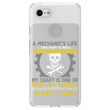 DistinctInk® Clear Shockproof Hybrid Case for Apple iPhone / Samsung Galaxy / Google Pixel - Mechanic's Life Pain Is Real Pride Respect