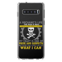 DistinctInk® Clear Shockproof Hybrid Case for Apple iPhone / Samsung Galaxy / Google Pixel - Mechanic's Life Pain Is Real Pride Respect