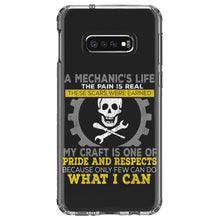 DistinctInk® Clear Shockproof Hybrid Case for Apple iPhone / Samsung Galaxy / Google Pixel - Mechanic's Life Pain Is Real Pride Respect