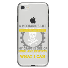 DistinctInk® Clear Shockproof Hybrid Case for Apple iPhone / Samsung Galaxy / Google Pixel - Mechanic's Life Pain Is Real Pride Respect