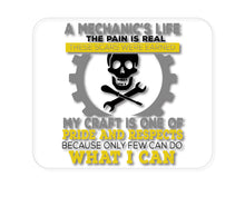 DistinctInk Custom Foam Rubber Mouse Pad - 1/4" Thick - Mechanic's Life Pain Is Real Pride Respect