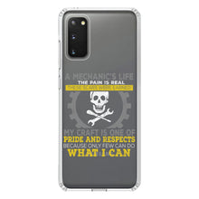 DistinctInk® Clear Shockproof Hybrid Case for Apple iPhone / Samsung Galaxy / Google Pixel - Mechanic's Life Pain Is Real Pride Respect