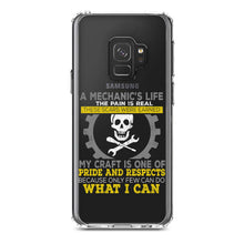 DistinctInk® Clear Shockproof Hybrid Case for Apple iPhone / Samsung Galaxy / Google Pixel - Mechanic's Life Pain Is Real Pride Respect