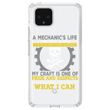 DistinctInk® Clear Shockproof Hybrid Case for Apple iPhone / Samsung Galaxy / Google Pixel - Mechanic's Life Pain Is Real Pride Respect