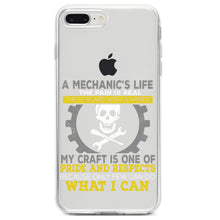 DistinctInk® Clear Shockproof Hybrid Case for Apple iPhone / Samsung Galaxy / Google Pixel - Mechanic's Life Pain Is Real Pride Respect