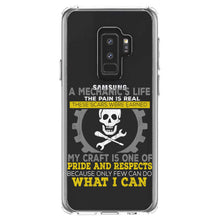 DistinctInk® Clear Shockproof Hybrid Case for Apple iPhone / Samsung Galaxy / Google Pixel - Mechanic's Life Pain Is Real Pride Respect