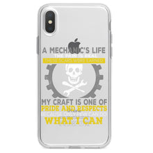 DistinctInk® Clear Shockproof Hybrid Case for Apple iPhone / Samsung Galaxy / Google Pixel - Mechanic's Life Pain Is Real Pride Respect