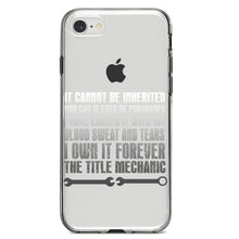 DistinctInk® Clear Shockproof Hybrid Case for Apple iPhone / Samsung Galaxy / Google Pixel - Mechanic Can't Be Inherited Purchased