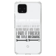 DistinctInk® Clear Shockproof Hybrid Case for Apple iPhone / Samsung Galaxy / Google Pixel - Mechanic Can't Be Inherited Purchased