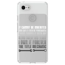 DistinctInk® Clear Shockproof Hybrid Case for Apple iPhone / Samsung Galaxy / Google Pixel - Mechanic Can't Be Inherited Purchased