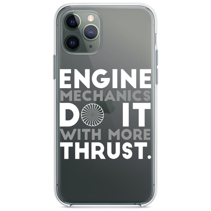 DistinctInk® Clear Shockproof Hybrid Case for Apple iPhone / Samsung Galaxy / Google Pixel - Engine Mechanics Do It With More Thrust