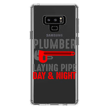 DistinctInk® Clear Shockproof Hybrid Case for Apple iPhone / Samsung Galaxy / Google Pixel - Plumber - Laying Pipe Day & Night