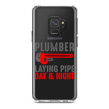 DistinctInk® Clear Shockproof Hybrid Case for Apple iPhone / Samsung Galaxy / Google Pixel - Plumber - Laying Pipe Day & Night