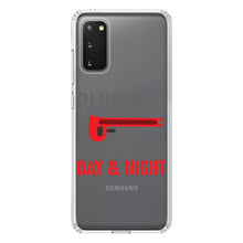 DistinctInk® Clear Shockproof Hybrid Case for Apple iPhone / Samsung Galaxy / Google Pixel - Plumber - Laying Pipe Day & Night