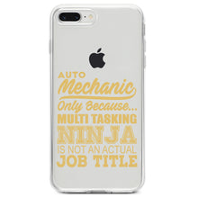 DistinctInk® Clear Shockproof Hybrid Case for Apple iPhone / Samsung Galaxy / Google Pixel - Auto Mechanic Multi Tasking Ninja