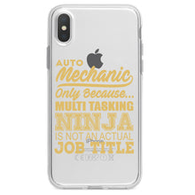 DistinctInk® Clear Shockproof Hybrid Case for Apple iPhone / Samsung Galaxy / Google Pixel - Auto Mechanic Multi Tasking Ninja