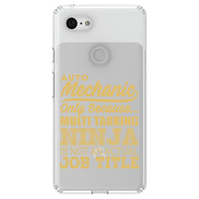 DistinctInk® Clear Shockproof Hybrid Case for Apple iPhone / Samsung Galaxy / Google Pixel - Auto Mechanic Multi Tasking Ninja
