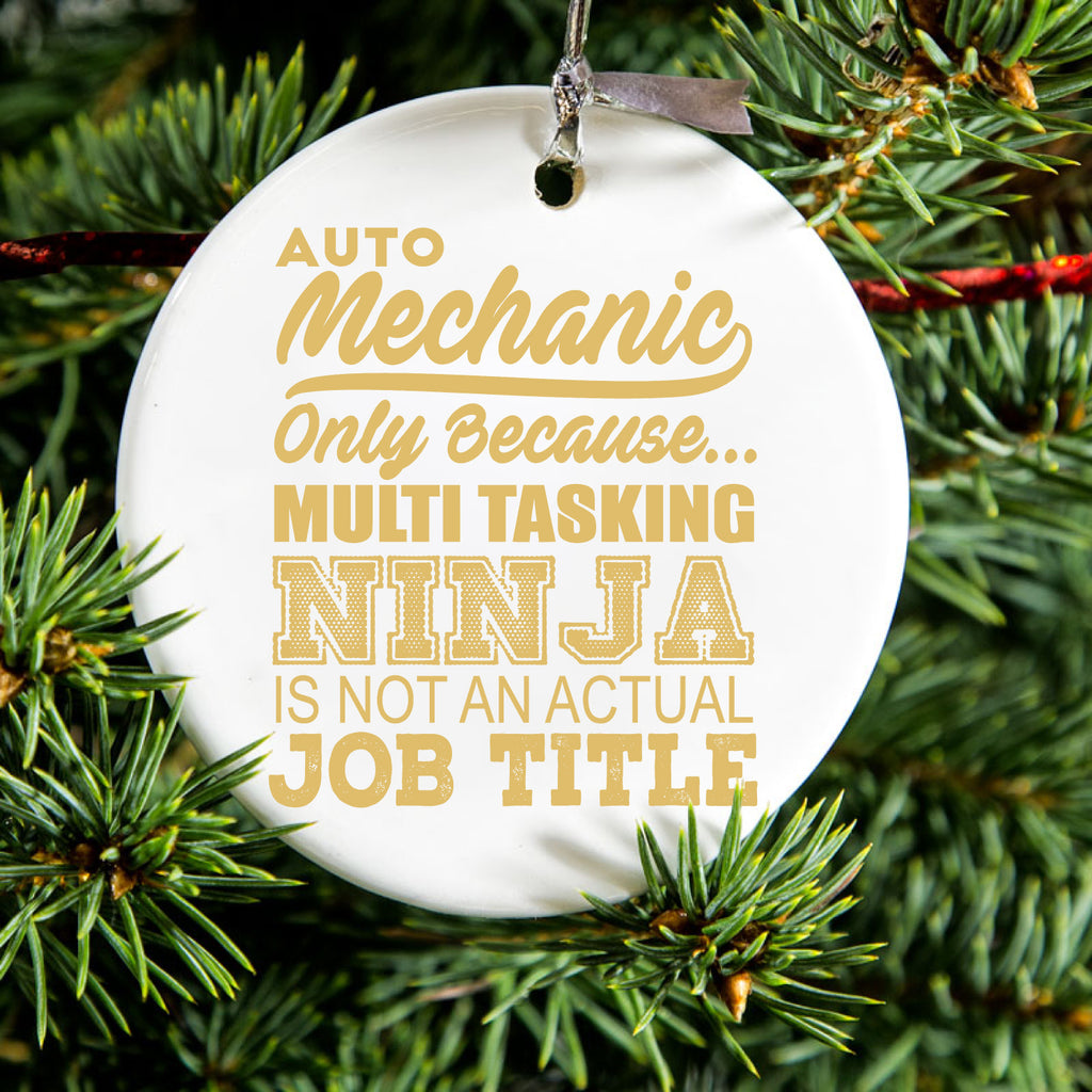 Auto Mechanic Multi Tasking Ninja Ceramic Ornament, view 2