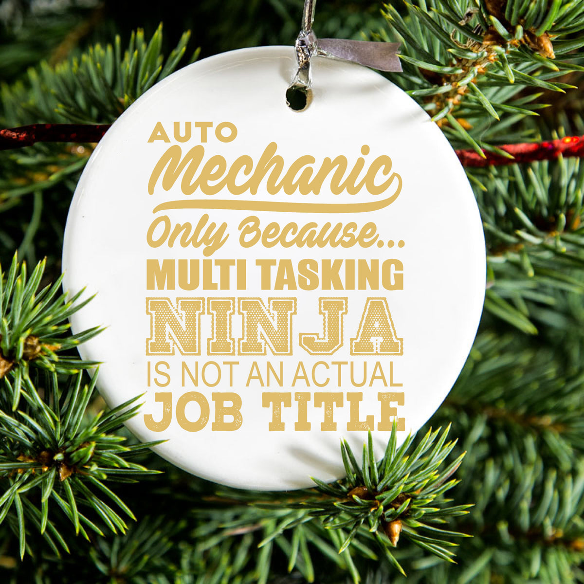 Auto Mechanic Multi Tasking Ninja Ceramic Ornament, view 2