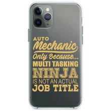 DistinctInk® Clear Shockproof Hybrid Case for Apple iPhone / Samsung Galaxy / Google Pixel - Auto Mechanic Multi Tasking Ninja