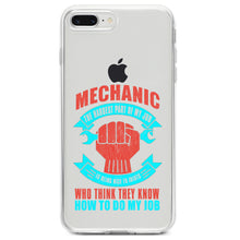 DistinctInk® Clear Shockproof Hybrid Case for Apple iPhone / Samsung Galaxy / Google Pixel - Mechanic Being Nice to Idiots