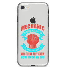 DistinctInk® Clear Shockproof Hybrid Case for Apple iPhone / Samsung Galaxy / Google Pixel - Mechanic Being Nice to Idiots