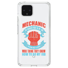 DistinctInk® Clear Shockproof Hybrid Case for Apple iPhone / Samsung Galaxy / Google Pixel - Mechanic Being Nice to Idiots