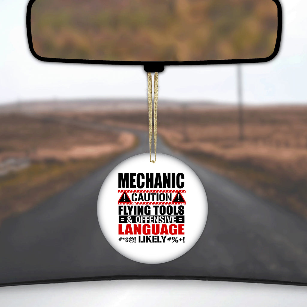 Mechanic Flying Tools & Offensive Language Ceramic Ornament, view 3