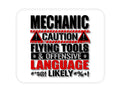 Custom Foam Rubber Mouse Pad - Mechanic Flying Tools & Offensive Language