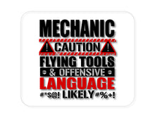 DistinctInk Custom Foam Rubber Mouse Pad - 1/4" Thick - Mechanic Flying Tools & Offensive Language