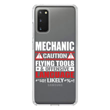 DistinctInk® Clear Shockproof Hybrid Case for Apple iPhone / Samsung Galaxy / Google Pixel - Mechanic Flying Tools & Offensive Language