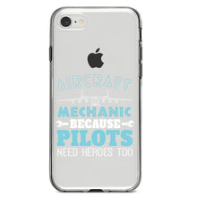 DistinctInk® Clear Shockproof Hybrid Case for Apple iPhone / Samsung Galaxy / Google Pixel - Aircraft Mechanic Pilots Need Heroes Too