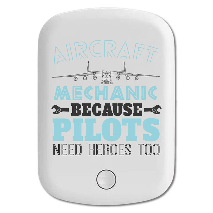 DistinctInk Magnetic Battery Pack, Wireless Portable Charger with USB-C Cable, Compatible with MagSafe iPhone 14 / 13 / 12 Series - Aircraft Mechanic Pilots Need Heroes Too