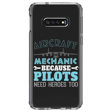 DistinctInk® Clear Shockproof Hybrid Case for Apple iPhone / Samsung Galaxy / Google Pixel - Aircraft Mechanic Pilots Need Heroes Too