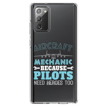 DistinctInk® Clear Shockproof Hybrid Case for Apple iPhone / Samsung Galaxy / Google Pixel - Aircraft Mechanic Pilots Need Heroes Too