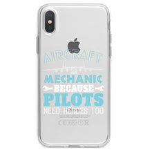 DistinctInk® Clear Shockproof Hybrid Case for Apple iPhone / Samsung Galaxy / Google Pixel - Aircraft Mechanic Pilots Need Heroes Too