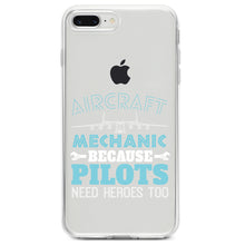 DistinctInk® Clear Shockproof Hybrid Case for Apple iPhone / Samsung Galaxy / Google Pixel - Aircraft Mechanic Pilots Need Heroes Too