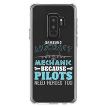 DistinctInk® Clear Shockproof Hybrid Case for Apple iPhone / Samsung Galaxy / Google Pixel - Aircraft Mechanic Pilots Need Heroes Too