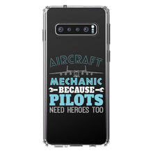 DistinctInk® Clear Shockproof Hybrid Case for Apple iPhone / Samsung Galaxy / Google Pixel - Aircraft Mechanic Pilots Need Heroes Too