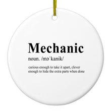 DistinctInk® Hanging Ceramic Christmas Tree Ornament with Gold String - Great Gift / Present - 2 3/4 inch Diameter - Mechanic Definition Hide the Extra Parts
