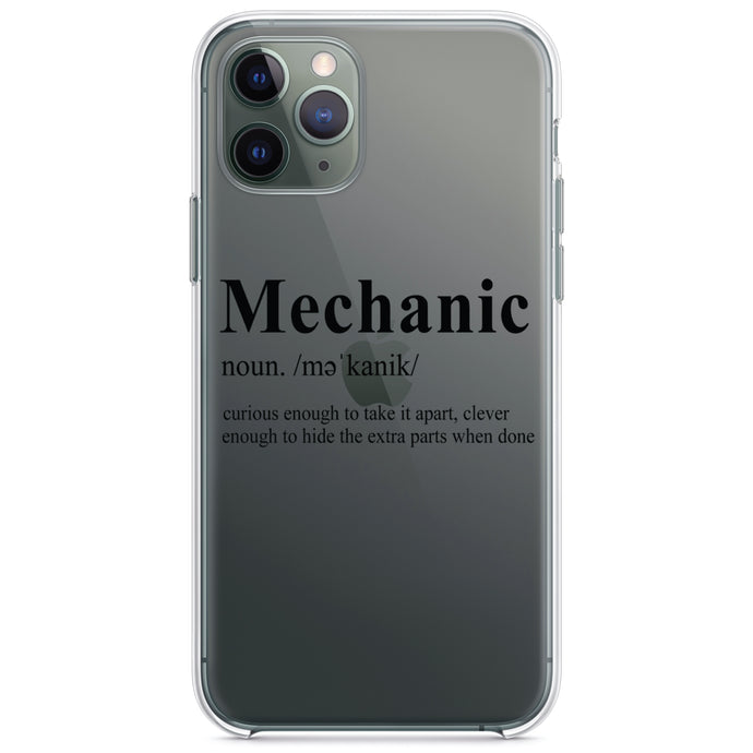 DistinctInk® Clear Shockproof Hybrid Case for Apple iPhone / Samsung Galaxy / Google Pixel - Mechanic Definition Hide the Extra Parts