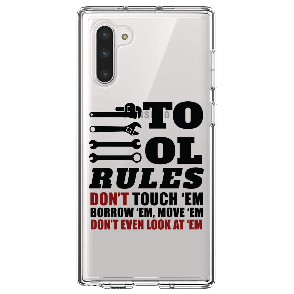 Tool Rules Don't Touch Borrow Move Look Clear Shockproof iPhone Case, view 9