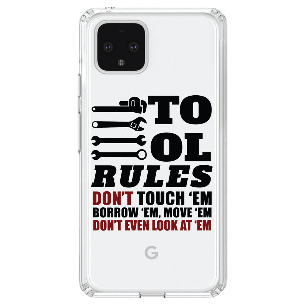 Tool Rules Don't Touch Borrow Move Look Clear Shockproof iPhone Case, view 23