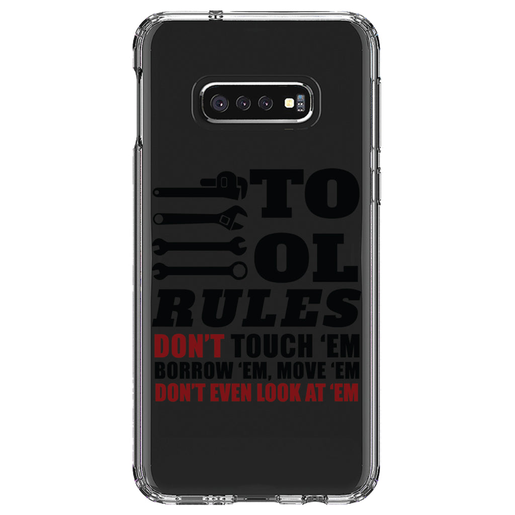 Tool Rules Don't Touch Borrow Move Look Clear Shockproof iPhone Case, view 18
