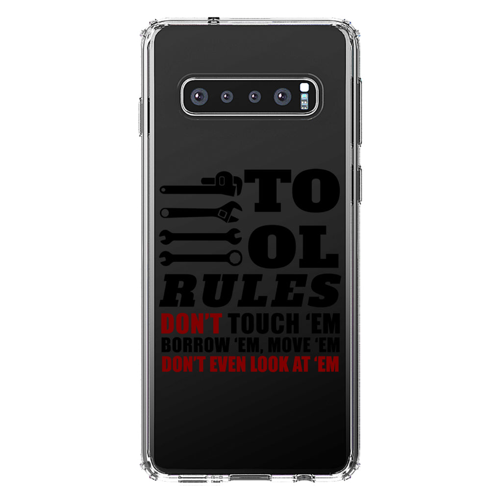 Tool Rules Don't Touch Borrow Move Look Clear Shockproof iPhone Case, view 16