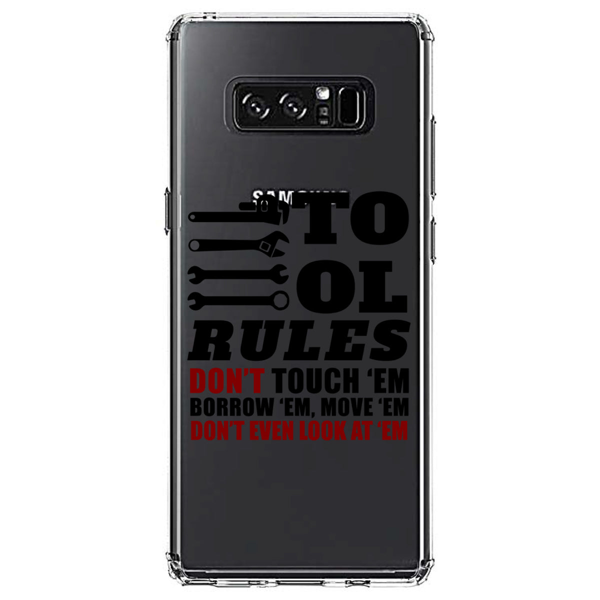 Tool Rules Don't Touch Borrow Move Look Clear Shockproof iPhone Case, view 12